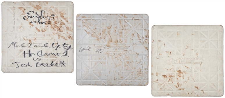 Lot of (3) Tampa Bay Rays Game Used Bases (2 Signed by B.J and Justin Upton) (MLB Authenticated & PSA/DNA)